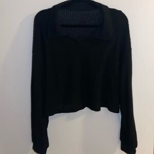SHEIN curve collared black sweater